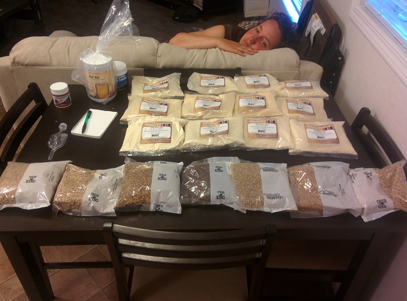 The contents of our first load of beer making supplies.